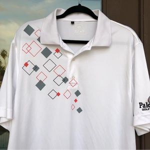 Monterey Club Dry Swing White Argyle Pattern "Palo Verde" Golf Polo L